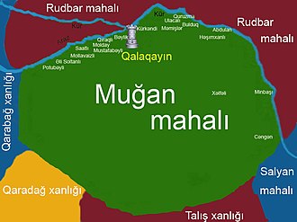 Muğan mahalı qonşu xanlıqlar və mahallarla. 18-ci əsrin sonu