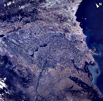 Kosmosdan Kür deltasının görünüşü