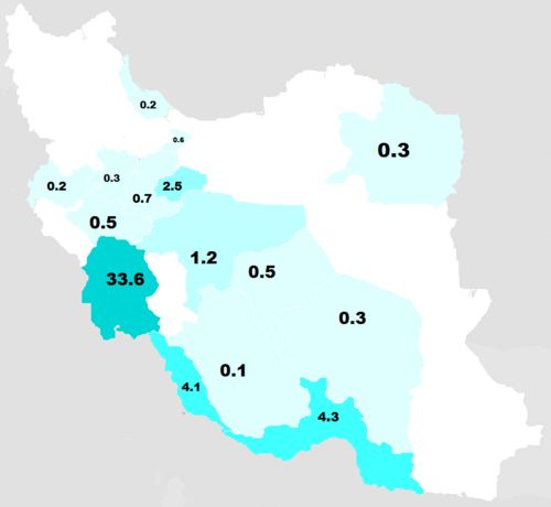 Ostanlar üzrə ərəblərin nisbəti, 2010 sorğusu