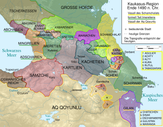 Qafqazın 1490-cı il üçün siyasi xəritəsində Şəki hakimliyi