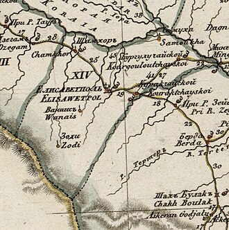 Yelizavetpol dairəsi xəritədə