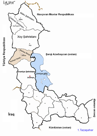 Salmas şəhristanı xəritədə