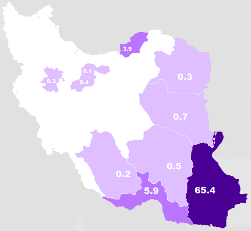 Ostanlar üzrə bəlucların nisbəti, 2010 sorğusu