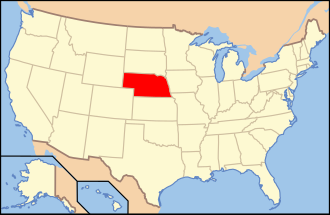 ABŞ xəritəsində Nebraska