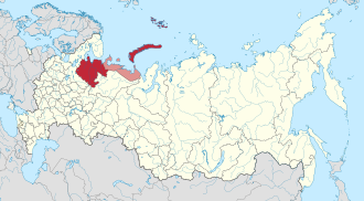 Arxangelsk vilayəti xəritədə