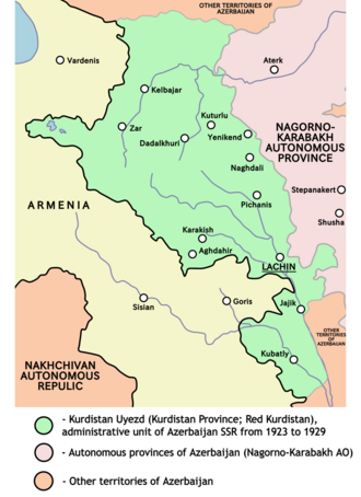 Kürdüstan qəzası xəritədə
