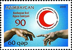 Azərbaycan Qızıl Aypara Cəmiyyətinin 90 illiyinə həsr olunmuş poçt markası