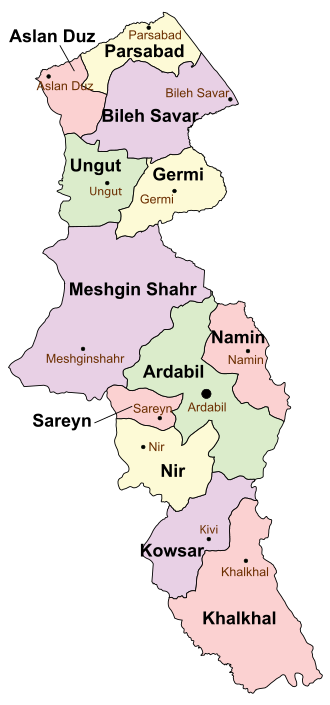Germi şəhristanı xəritədə